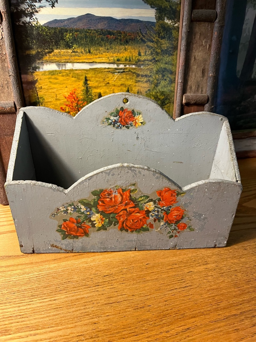 Antique/vintage decoupage box storage cottagecore